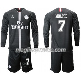 Completo Calcio Paris Saint Germain MBAPPE 7 Jordan Nero Bambino Divisa Terza 2018/2019 ML